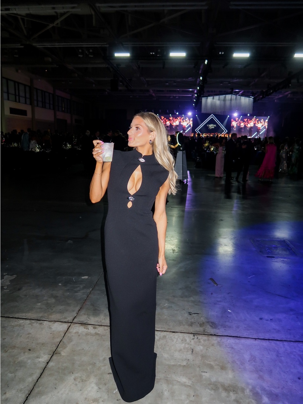 Meshki Black Midi Dress with Silver Hardware